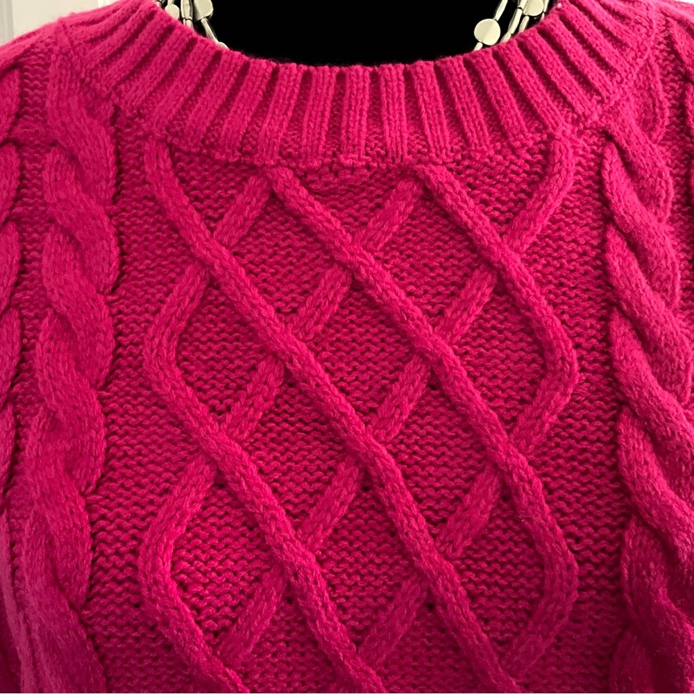 JODIFL Cableknit Sweater Vest Fruit Punch Pink Oversized Vest - Picture 4 of 12